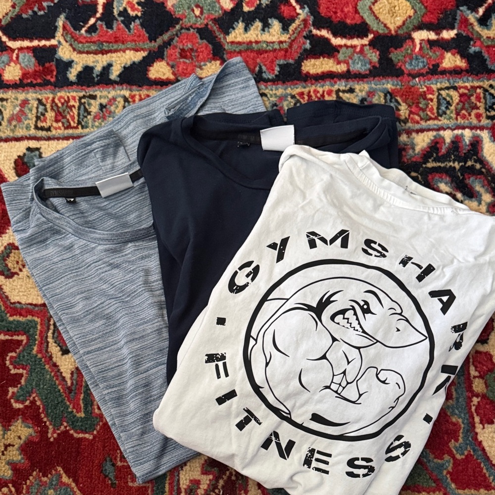Gymshark Graphic Tee Trio in White, Black, and Gray